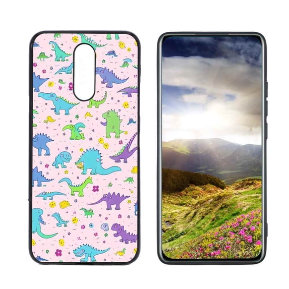 Compatible with LG Xpression Plus 2 Phone Case, Cute-Dinosaur-T-Rex-Dino25 Case Men Women, Flexible Silicone Shockproof Case for LG Xpression Plus 2