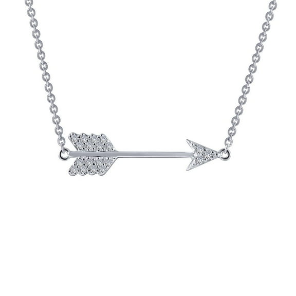Lafonn Classic Sterling Silver Platinum Plated Lassire Simulated Diamond Necklace (0.19 CTTW)