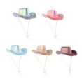 thumbnail image 3 of Puppy Cowboy Hat Dogs Sunbonnet with Adjustable Belt Supplies Nacreous Hat Party Hat with Belt, 3 of 3