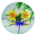 thumbnail image 2 of Alpine Corporation 10"H Glass Stake Bird Bath with Flowers and Dragonfly, 2 of 3