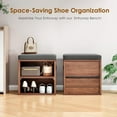 thumbnail image 3 of Farini Small Shoe Bench with Cushion, Shoe Storage Bench with Seating, Seat Shoe Rack for Entryway, Walnut-Dark Gray, 3 of 9