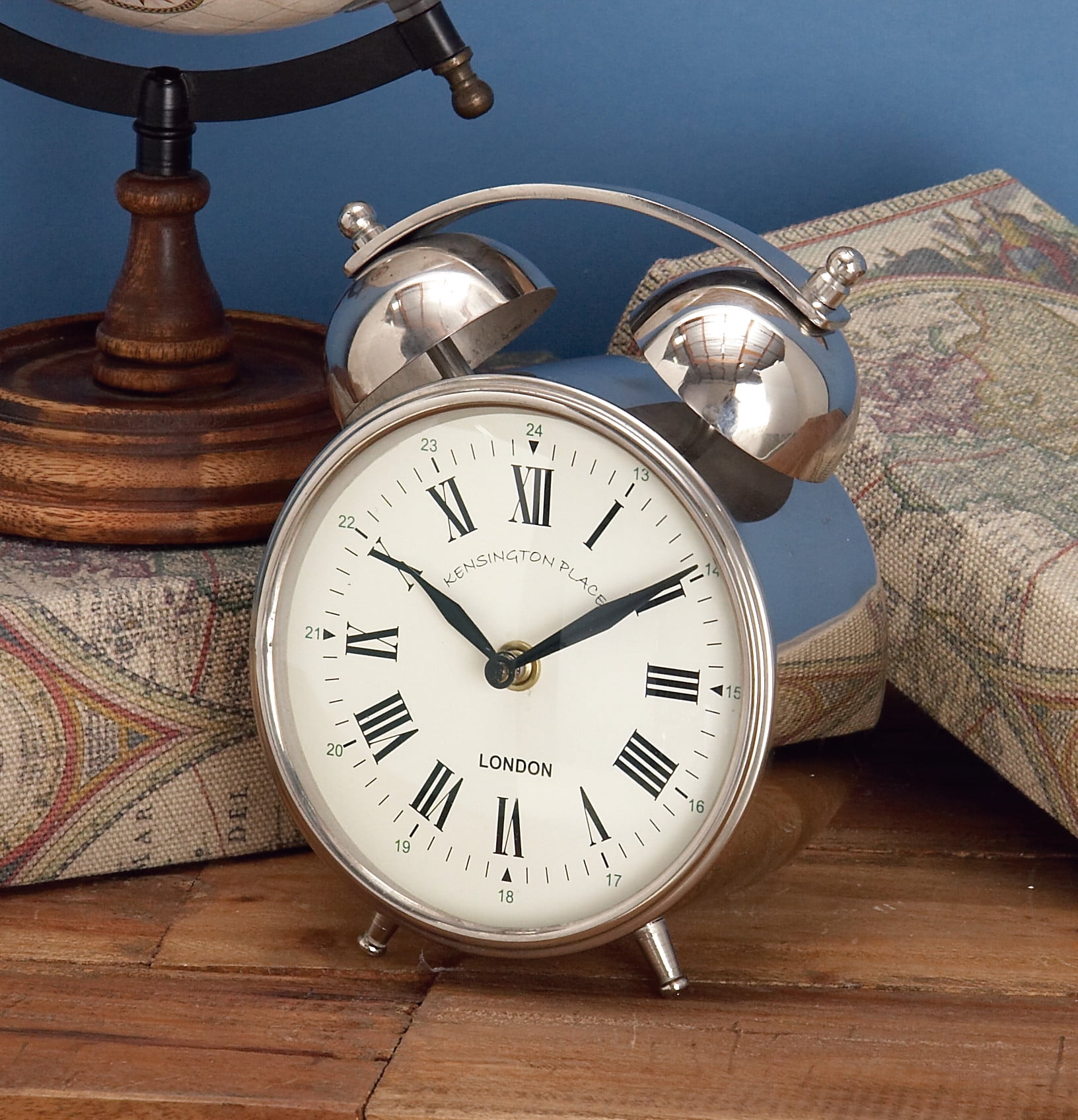 DecMode Silver Stainless-Steel Traditional Table Clock, 5