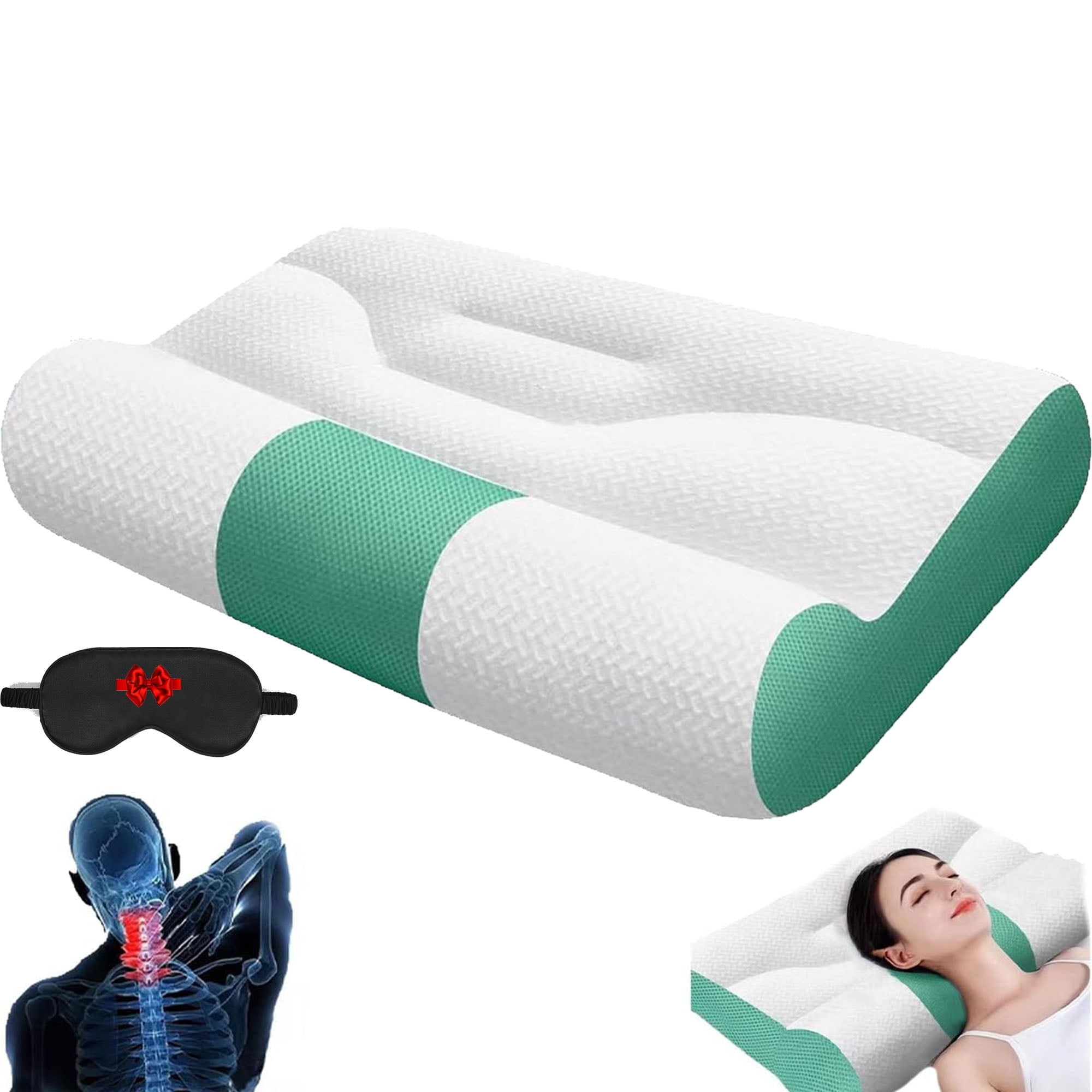 Ergonomic Pillow,Neck Pillow Cervical Pillow for Neck Strain Relief, Neck Pillow for Sleeping,Cervical Contour Neck Support Pillows for Side Back Stomach Sleeper  (Blue,40 * 60cm)