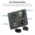 thumbnail image 2 of 4 in 1 Charger Socket Panel,12V 3.1A Dual USB Charger Socket Power Outlet & LED Voltmeter & Cigarette Lighter Socket & LED Lighted ON Off Rocker Toggle Switch for Car Marine Boat RV Truck, 2 of 7