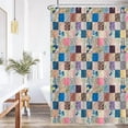 thumbnail image 4 of Lofaris Boho Patchwork Shower Curtain for Bathroom Bohemian Small Square Stitching Colorful Bright Floral Patterns Vintage Retro Bathtubs Waterproof Fabric Curtain Set Decor with 12 Hooks 72x72 Inches, 4 of 6