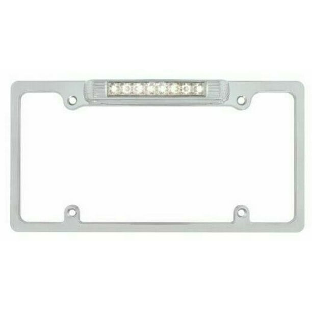 United Pacific Chrome Deluxe License Plate Frame With White LED BackUp
