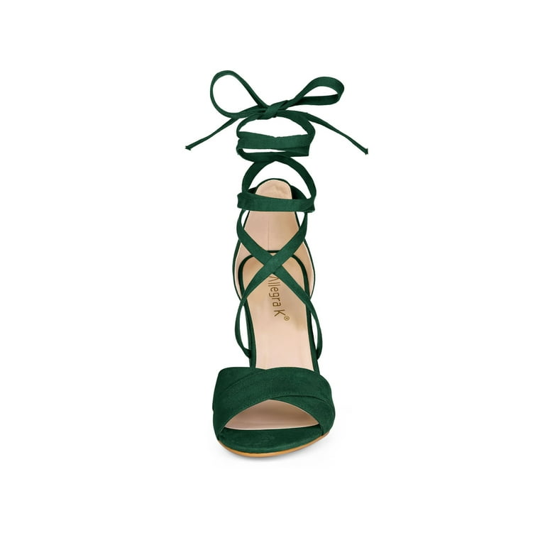 Olive green lace up heels best sale
