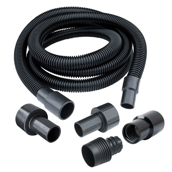 POWERTEC 10 Ft. Dust Collection Hose Kit with 5 Fittings and a Tapered Reducer fits 2-1/2" to 2-1/4" ID Dust Hose/Port for Woodworking Power Tools Home and Wet/Dry Shop Vacuums (70477N)