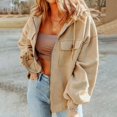 thumbnail image 4 of BiZtdJrK Womens Fleece Zip Up Jacket with Hooded Solid Color Long Sleeve Sweatshirt Jackets Casual Pockets Hoodies Coat Fall Clothes Best Sales Today Beige XXL, 4 of 9