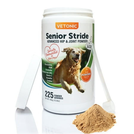Senior Stride Hip & Joint Mobility Supplement for Senior Dogs, 225 Powder Servings with Glucosamine, Chondroitin, MSM, HA, & Creatine for Arthritis Pain & Inflammation, Made in the