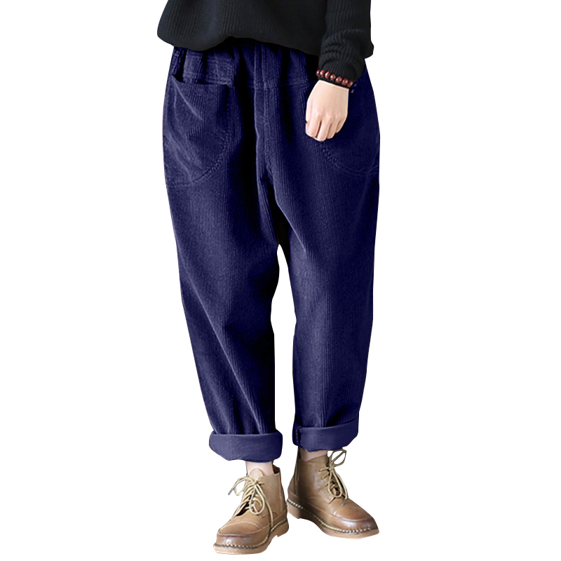 ladies cord trousers elastic waist