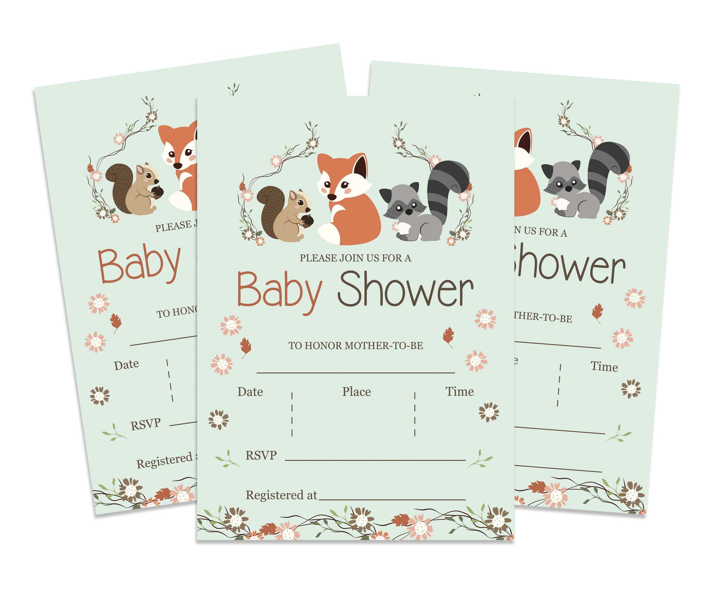 Inkdotpot 30 Fill In StyleBaby Shower Invitation Cards-Animals-Gender Neutral-Blank Invites