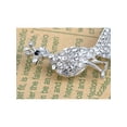 thumbnail image 3 of Tiny Peacock Tail Feather Clear Crystal Rhinestone Silver Tone Bird Pin Brooch, 3 of 4