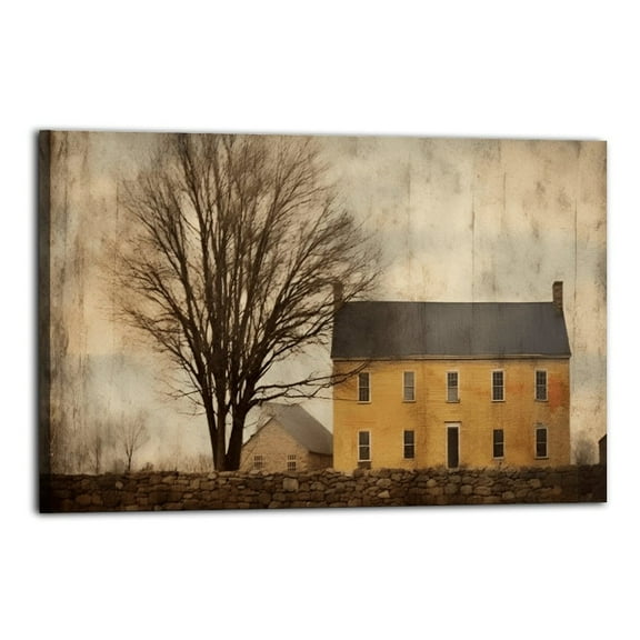 Vintage Farmhouse Christmas Poster Wrapped Wooden Frame Wall Decor,,Canvas Wall Art for Living Room,Bedroom,Office,Ready to Hang