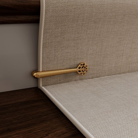 Floral Stair Carpet Runner Holder Clips Solid Cast Brass PVD Finish 5.5 in. L Antique Easy Install Carpet Rug Holder Clips w/Screws Renovators Supply
