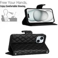 thumbnail image 7 of Allytech Wallet Case for iPhone 15 Plus, Luxury PU Leather Shockproof Protective Flip Cover for Women Girls, Kickstand Folio Case with Card Slots Holder Wrist Strap Lanyard - Black, 7 of 7