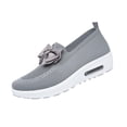 thumbnail image 3 of Domuza Women Knit Slip On Wedge Sneakers with Bow, Breathable Air Cushion Platform Shoes, Lightweight Comfortable Casual Walking Footwear Gray 9（EU-42）, 3 of 6