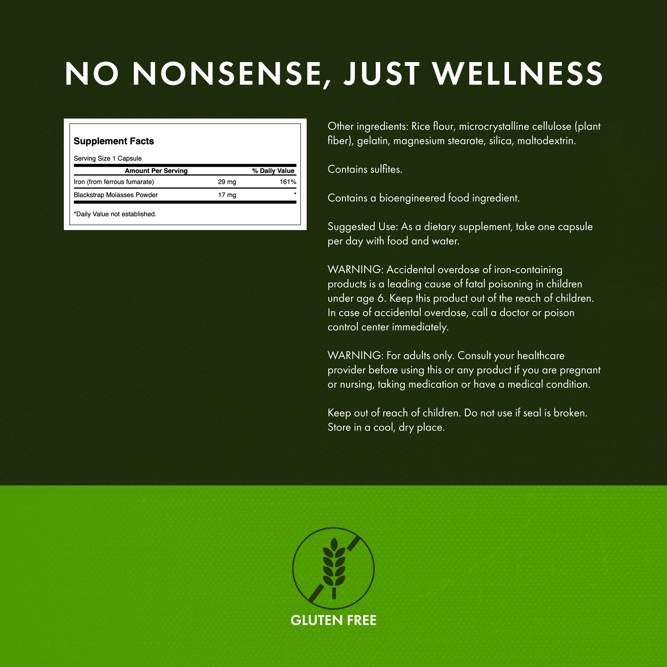 Swanson Blackstrap Molasses - Natural Iron Supplement Promoting Healthy Skin - (120 Capsules, 29mg Each) (2 Pack)