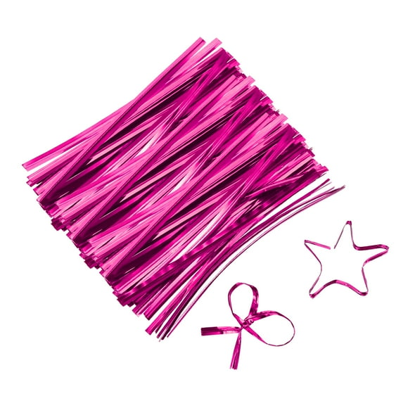 3" Twist Ties, Metallic Twist Ties, Reusable Plastic Coated Twist Ties, Pack of 800, Rose Red