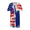 thumbnail image 4 of Sakmal Midi Spring Dresses T Shirt Short Sleeve Petite V Neck American Flag Blue Dresses L-5XL, 4 of 5