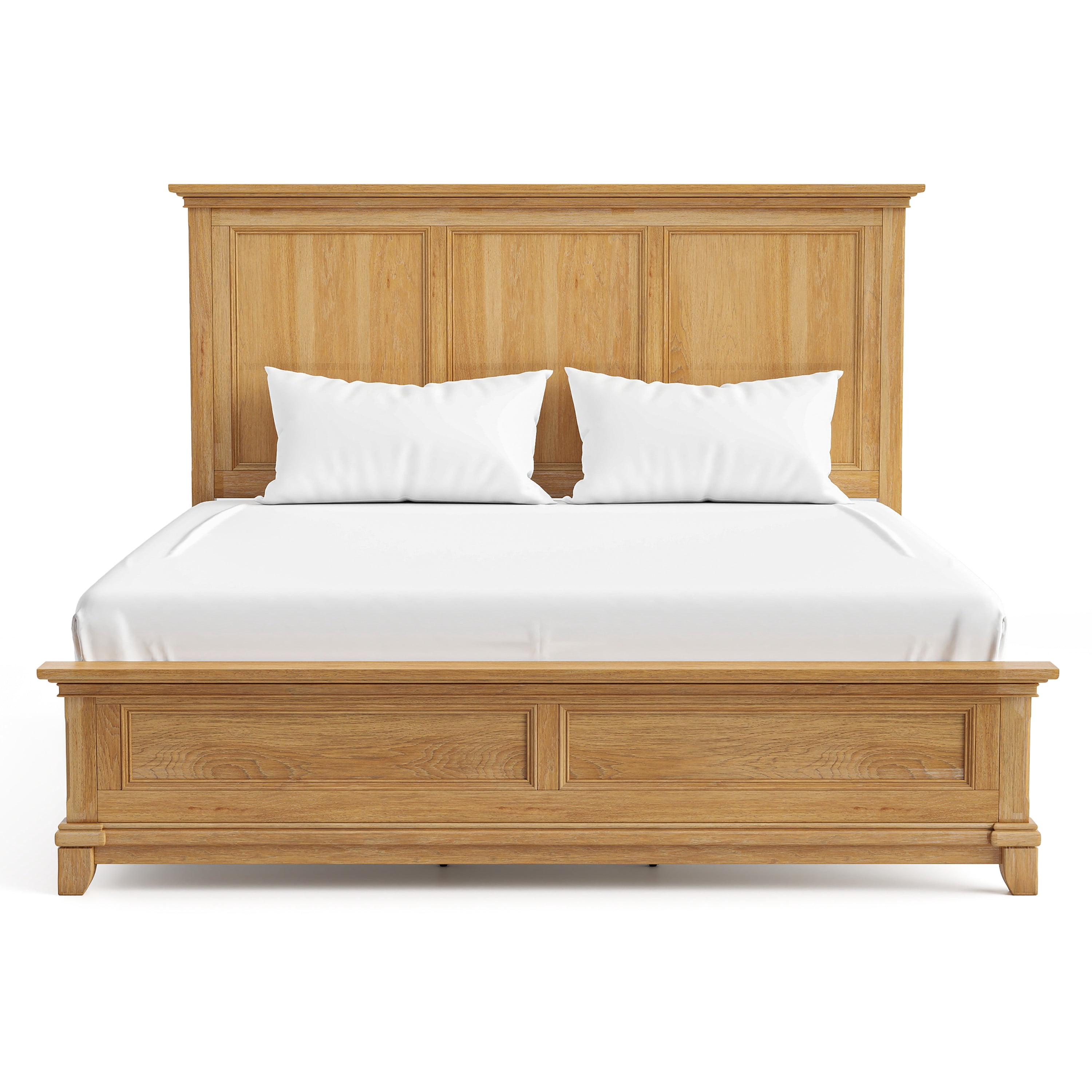 Furniture of America Stratford Solid Wood King Panel Bed, Natural Oak