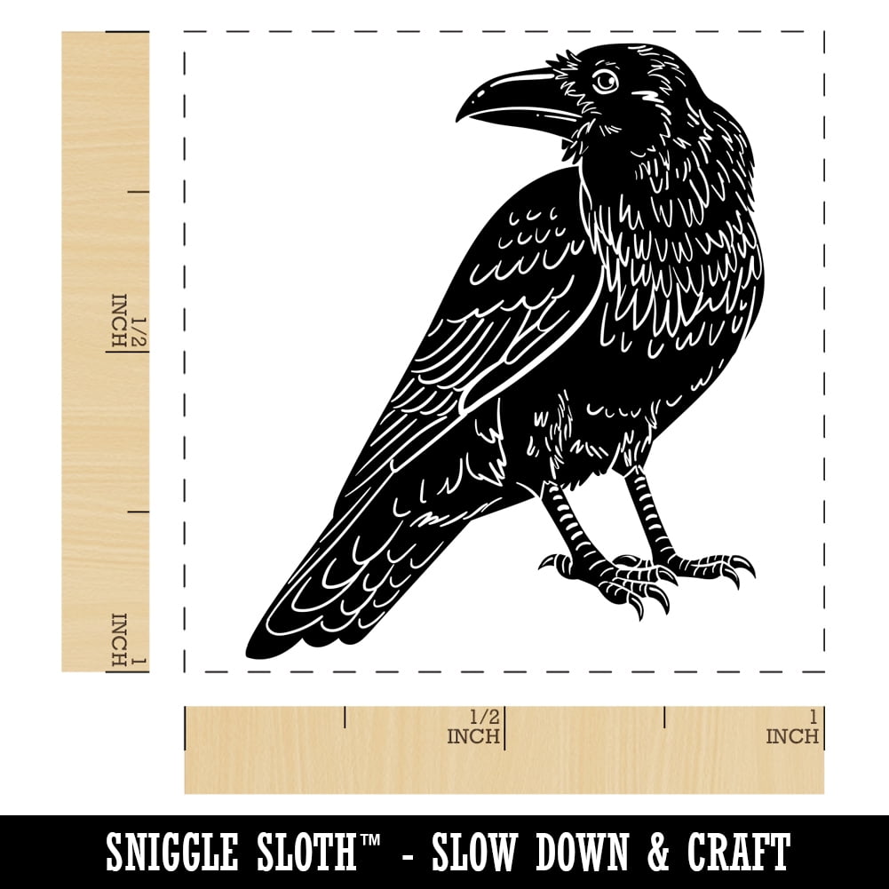 Elegant Black Raven Self-Inking Rubber Stamp Ink Stamper - Lime Green Ink - Small 1 Inch