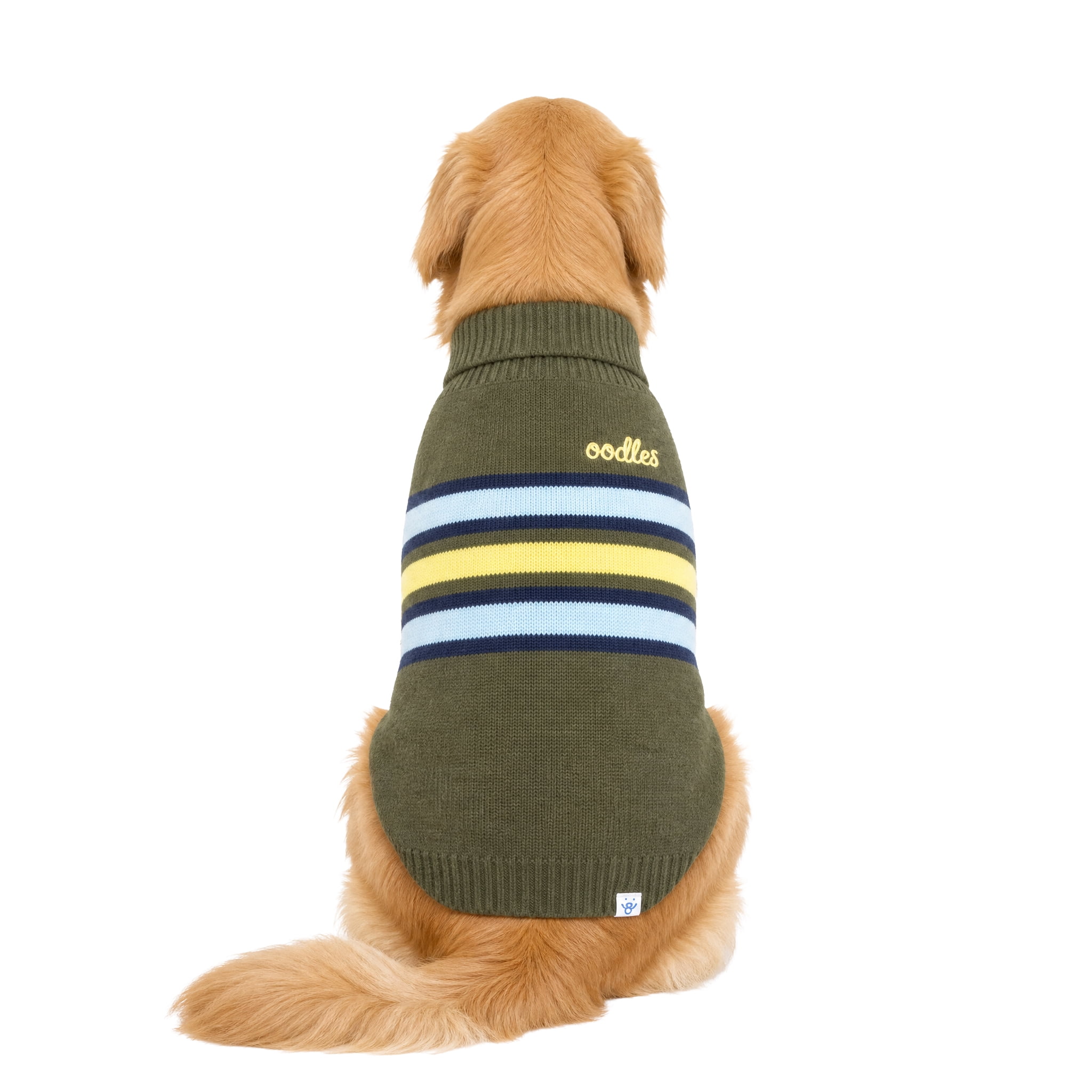 Oodles Striped Fall Turtleneck Dog Sweater, Green XL