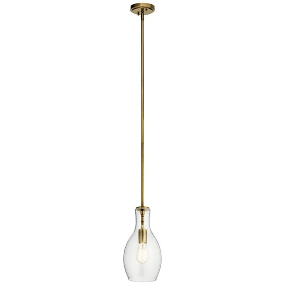 42456NBR Kichler Lighting Everly - 1 Light Mini Pendant - with Transitional inspirations - 13.75 inches tall by 7 inches wide-Natural Brass