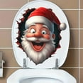 thumbnail image 1 of Wall-breaking Santa Claus Toilet Sticker Bathroom Toilet Seat Cover Adhesive Wall Decal, 1 of 6