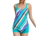 thumbnail image 2 of HaoXianJian Two Piece Tankinis Swimsuits for Women Plus size 2025 Bathing Suits Flowy Strap Swimwear Stripe Print Tankinis Top with Boy Shorts Modest Loose Fits S - 5X, 2 of 7