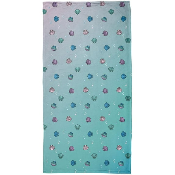 Mermaid Shells Bubbles Pattern Multi All Over Beach Towel