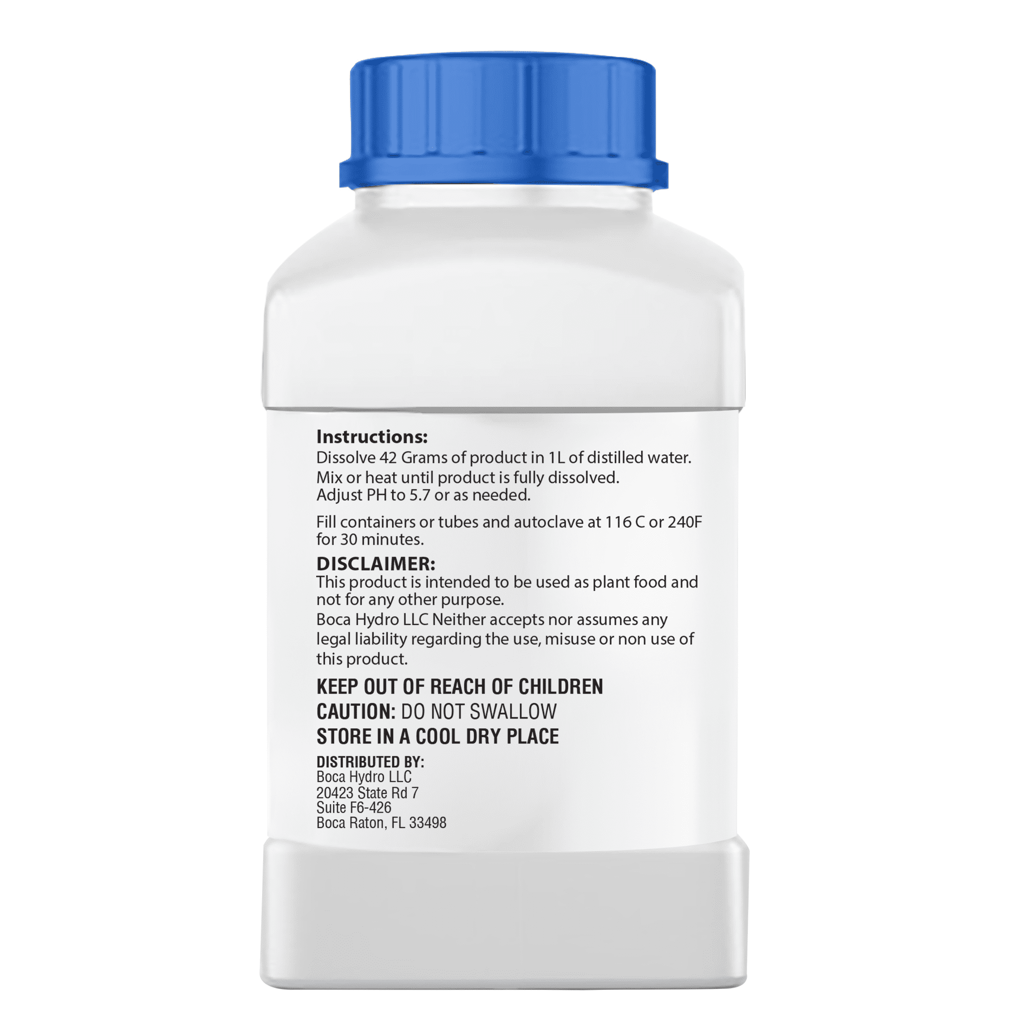 Boca Hydro MS Multiple Species Complete Plant Culture Medium with Organic Sucrose and Agar. Works with all PGRS and Auxins, Makes 6 Litres of solution!