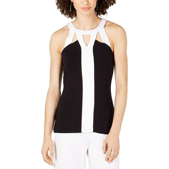 INC International Concepts Women's Petite Colorblocked Tank Top Black Size Medium