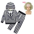 thumbnail image 5 of Halloween Girls Clothes Movie B-BeetleJuice 2 Cosplay Costume Kids Underworld Masters Cosplay Striped Dress Performance Costumes, 5 of 5