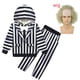thumbnail image 5 of Ropa de Halloween para niñas, disfraz de la película B-BeetleJuice 2, disfraz de Cosplay para niños, disfraz de Underworld Masters, vestido a rayas, disfraces de actuación, 5 of 5