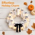thumbnail image 3 of Halloween Glowing Ghost Wreath, Light-up Spooky Wreath with 12 Ghost Decor, RC, 6H Timer, Ideal for Halloween Party (D 16x3inch), 3 of 9