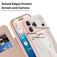 thumbnail image 3 of TECH CIRCLE for iPhone 17 Pro Flip Wallet Case 6.3" 2025, Magnetic Clear Back, Compatible with MagSafe, 3 Card Slots, RFID Blocking, Camera Lens Protector, PU Leather Protective Cover, Pink, 3 of 8