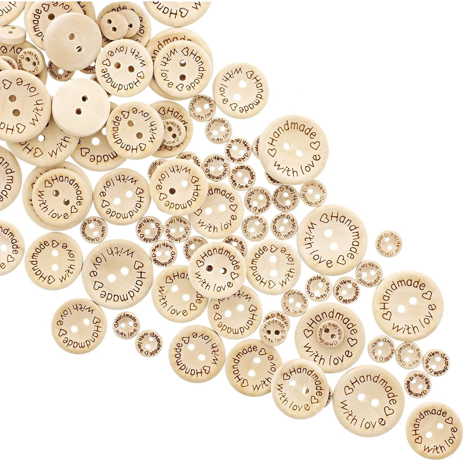 100 Pcs Wooden 2 Holes Round Wood Sewing Buttons  Craft DIY Scrapbooking 20/25mm 