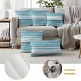 thumbnail image 6 of Pack of 2 Outdoor Pillow Covers 18x18 Inch Waterproof Teal Nordic Style Stripes Throw Pillow Covers,Decorative Couch Pillow Case Sham Turquoise Texture Pillowcases Cushion Covers for Patio Garden, 6 of 8