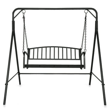 Black Iron Swing Frame with 250kg Capacity, Flat Top Design - Ideal for Garden Use (176*128*180cm)