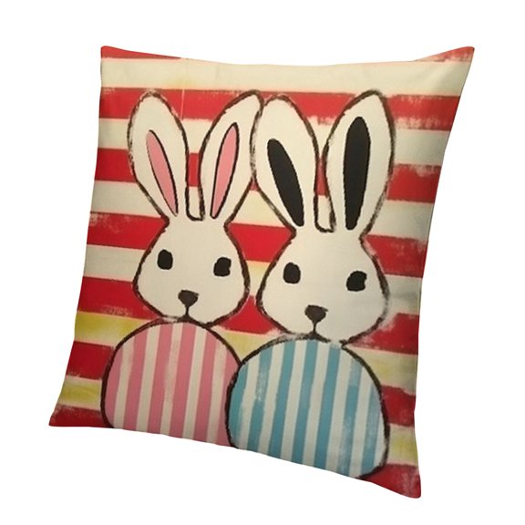 Happy Pink Decorative Throw Pillow Covers, Hippity Hoppity Decor, Treats Carrots Spring Home Decoration for Sofa Couch
