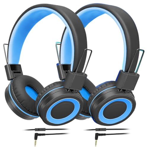 K12 Kids Headphones with Microphone,Wired On-Ear Headphones for School,HD Mic Stereo Headphone for Kids Girls Children,Foldable 3.5mm ,Laptop,Computer,Tablet(Black)