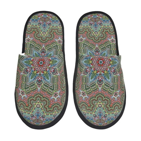 Balery Snowflake Colorful Slient Indoor Furry Fleece Comfort House Shoes Soft Non-Slip Home Shoes Cotton slippers House Slippers-- Large