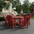 thumbnail image 2 of Wildridge Heritage 7-Piece 60" Pub Counter Set, Cardinal Red - Outdoor Weather Resistant Recycled Plastic Furniture for Patio, 2 of 7