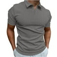 thumbnail image 2 of ZCFZJW Men's Zipper Shirts Waffle Knit T Shirts Summer Short Sleeve Casual Slim Fit Knitted Golf Shirt Solid Color Basic Tee Shirt Gray XL, 2 of 8