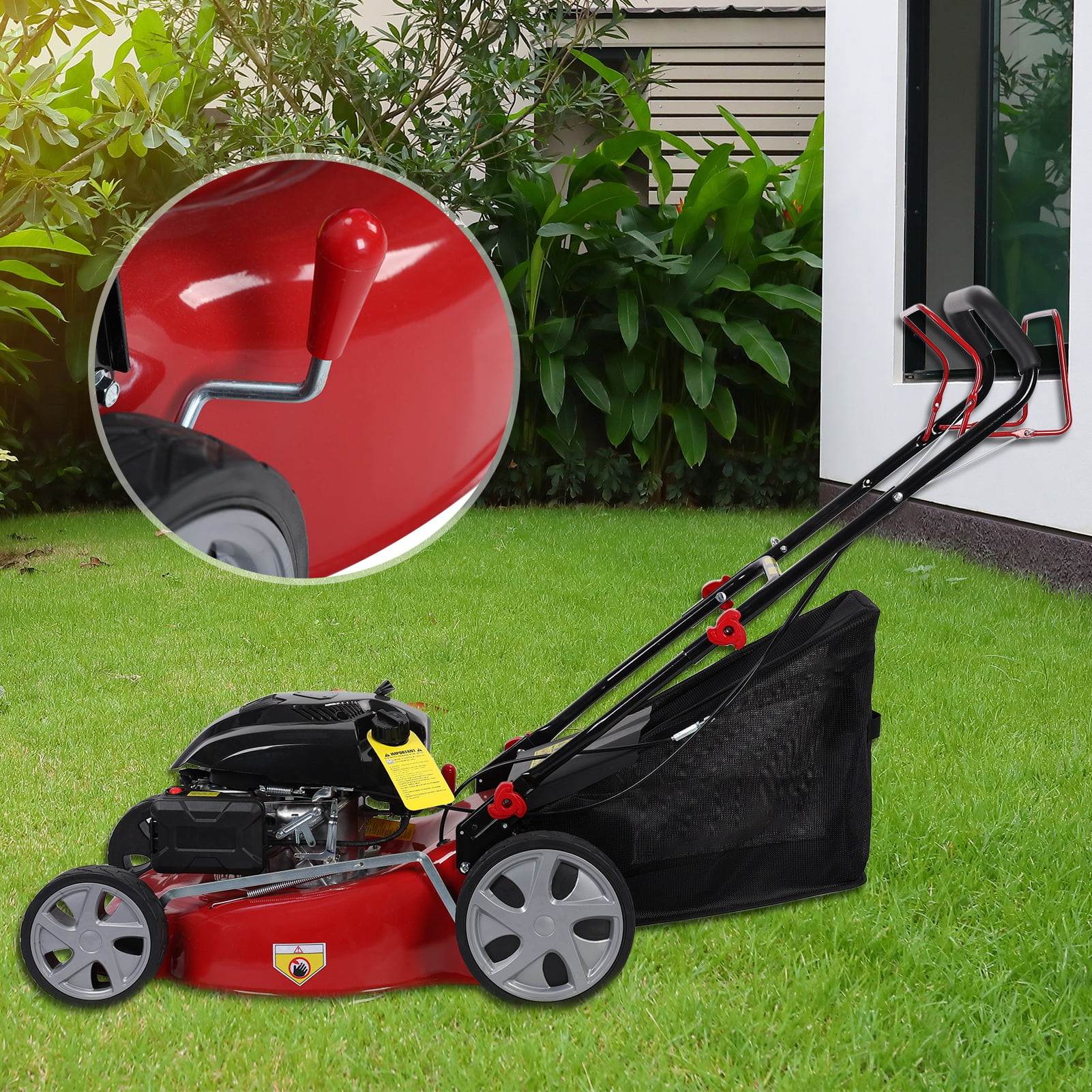Wharick Lawn Mower 20inch Self Propelled Lawn Mower 141CC 4-stroke Gas Engine Lawn Mower with 50L Grass Tank 2850RPM for Garden,Yard, Bush, Shrubs
