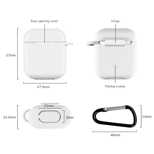 dommer Hoved hele Apple Airpods Charging Case AirPods Cover Protective Silicone Rubber Gel  Soft Skin and Chargeable Headphone Case Accessories Kit [Anti-Lost  Carabiner clip] For Apple Airpods 1 & 2 Case Cover -WHITE - Walmart.com