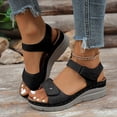 thumbnail image 2 of Rotm Women Sandals Platform Suede Sandals for Women Soft Cork Footbed Summer Slides with Adjustable Buckle Black,8, 2 of 6