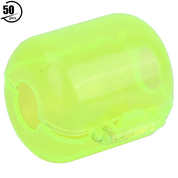 Squid Lure Hook Box,50Pcs Fluorescent Yellow Plastic Plastic Hook Box Squid  Lure Hook Cover Professional Grade 