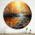 thumbnail image 2 of Designart 'Sunrise Glow In The Autumn Forest' Lake House Circle Metal Wall Art 36x36 - Disc of 36, 2 of 5